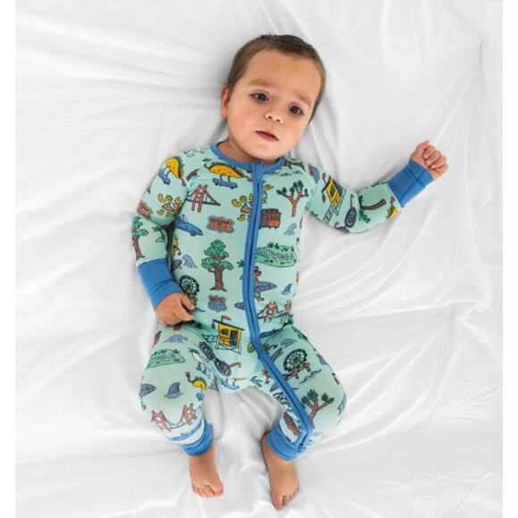 Little Sleepies Baby Green Golden State Zippy Romper Size 6-12 M - Picture 1 of 7